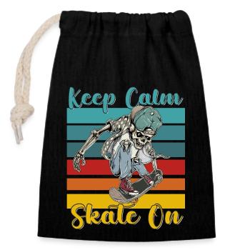 Keep Calm Skate on Skateboarding - Sac cadeau en coton avec cordon (14 x 20 cm) - noir - Devant