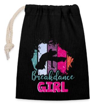 Danse danse break dance filles - Sac cadeau en coton avec cordon (14 x 20 cm) - noir - Devant