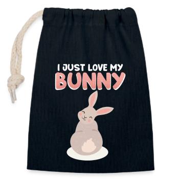 Lapin Lapins Animaux de compagnie Rongeur Rengaine - Sac cadeau en coton avec cordon (14 x 20 cm) - bleu marine - Devant