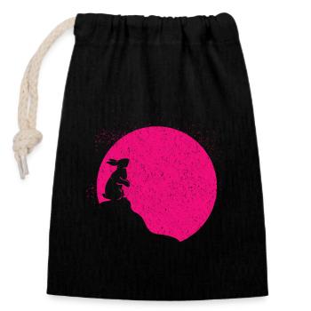Lune de sang avec lapin de la pleine lune cadeau - Sac cadeau en coton avec cordon (14 x 20 cm) - noir - Devant