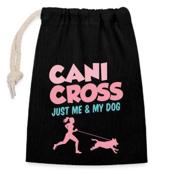 Canicross Sport Running mit Hund Laufen Hundesport - Verschließbarer Geschenkbeutel aus Baumwolle (14x20cm) - Schwarz - Vorne