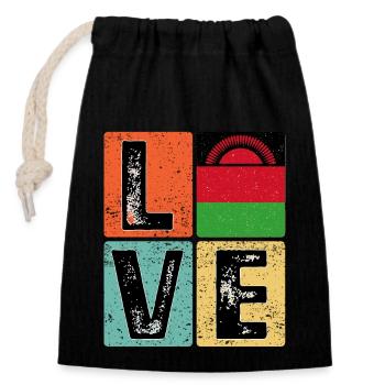 I Love Malawi Malawi Drapeau Malawi - Sac cadeau en coton avec cordon (14 x 20 cm) - noir - Devant