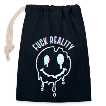Techno Musik Spruch Fuch Reality Hardtek Hardstyle - Verschließbarer Geschenkbeutel aus Baumwolle (14x20cm) - Navy - Vorne