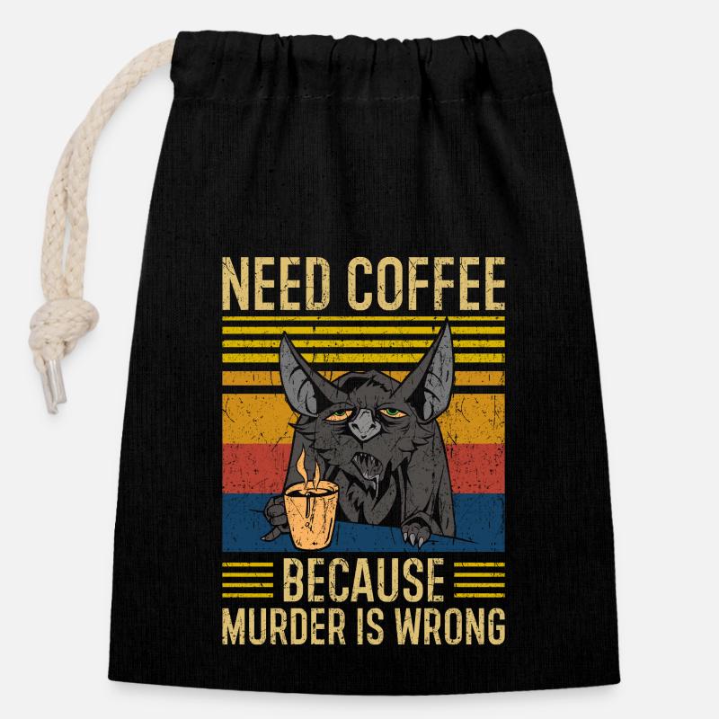 Need Coffee Kaffee Spruch - Verschließbarer Geschenkbeutel aus Baumwolle (14x20cm) - Schwarz