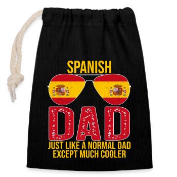 Spanish Dad Spanien Flagge Sonnenbrille Vatertag - Verschließbarer Geschenkbeutel aus Baumwolle (14x20cm) - Schwarz - Vorne