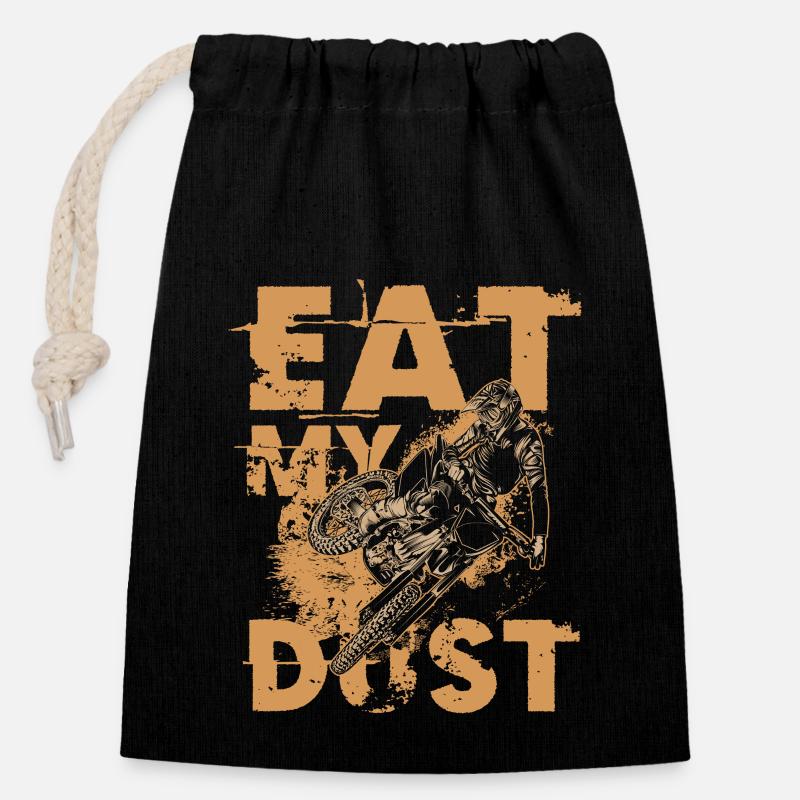 EAT MY DUST for a biker motorcyclist - Closable cotton gift bag (14x20cm) - black