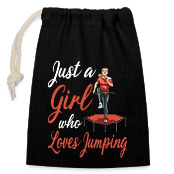 Jumping Trampoline Trend Sport Fitness Sport Féminin - Sac cadeau en coton avec cordon (14 x 20 cm) - noir - Devant