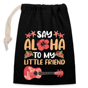Ukulele Spieler Musikinstrument Gitarre Uke Hawaii - Verschließbarer Geschenkbeutel aus Baumwolle (14x20cm) - Schwarz - Vorne