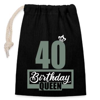 40. Geburtstag 40 Jahre 40er Birthday Queen - Verschließbarer Geschenkbeutel aus Baumwolle (14x20cm) - Schwarz - Vorne