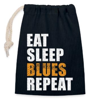 Blues Eat Sleep Blues Repeat - Verschließbarer Geschenkbeutel aus Baumwolle (14x20cm) - Navy - Vorne