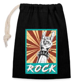 Rock Handzeichen Symbol Rockmusik Rocker - Verschließbarer Geschenkbeutel aus Baumwolle (14x20cm) - Schwarz - Vorne