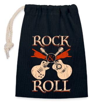 Rock and Roll Guitare acoustique Guitare e-guitare musiciens - Sac cadeau en coton avec cordon (14 x 20 cm) - bleu marine - Devant