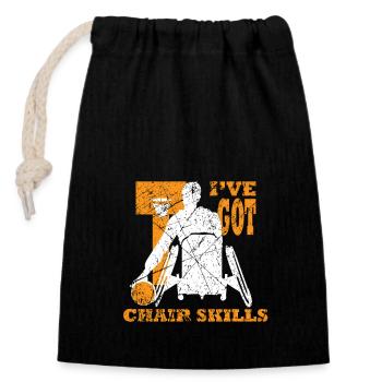 Basketball Rollstuhl Handicap Behinderung - Verschließbarer Geschenkbeutel aus Baumwolle (14x20cm) - Schwarz - Vorne