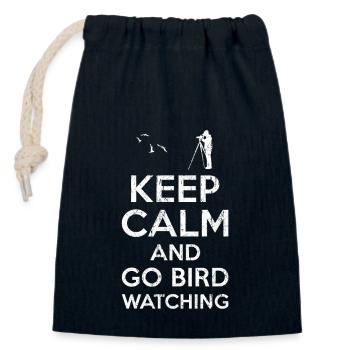 Keep calm Bird Watching - Closable cotton gift bag (14x20cm) - navy - Front