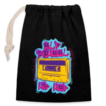 Old School Hip Hop Rap Musik Rap 90er Musik - Verschließbarer Geschenkbeutel aus Baumwolle (14x20cm) - Schwarz - Vorne