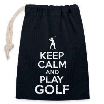 Keep Calm and play Golf - Verschließbarer Geschenkbeutel aus Baumwolle (14x20cm) - Navy - Vorne