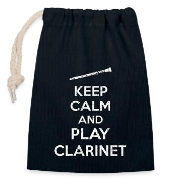 Clarinette rengaine - Sac cadeau en coton avec cordon (14 x 20 cm) - bleu marine - Devant