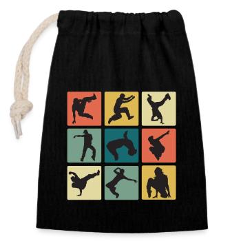 Vintage Breakdance Moves B-Boy Breakdancer - Sac cadeau en coton avec cordon (14 x 20 cm) - noir - Devant