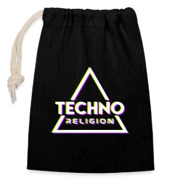 Techno Religion Electro Music EDM Hardstyle - Closable cotton gift bag (14x20cm) - black - Front