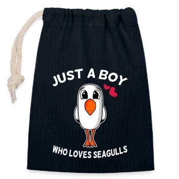 La mouette - Sac cadeau en coton avec cordon (14 x 20 cm) - bleu marine - Devant