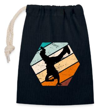 Breakdance Retro Breakdancer B-Boy - Sac cadeau en coton avec cordon (14 x 20 cm) - bleu marine - Devant