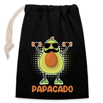 Papacado 2022 Veganer Papa werdender Vater - Verschließbarer Geschenkbeutel aus Baumwolle (14x20cm) - Schwarz - Vorne