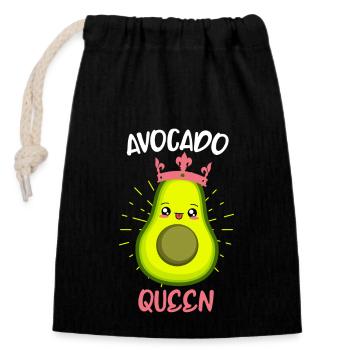 Avocado Queen Veganerin Vegetarierin Flexitarier - Verschließbarer Geschenkbeutel aus Baumwolle (14x20cm) - Schwarz - Vorne