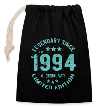 1994 Vintage Birthday - Closable cotton gift bag (14x20cm) - black - Front