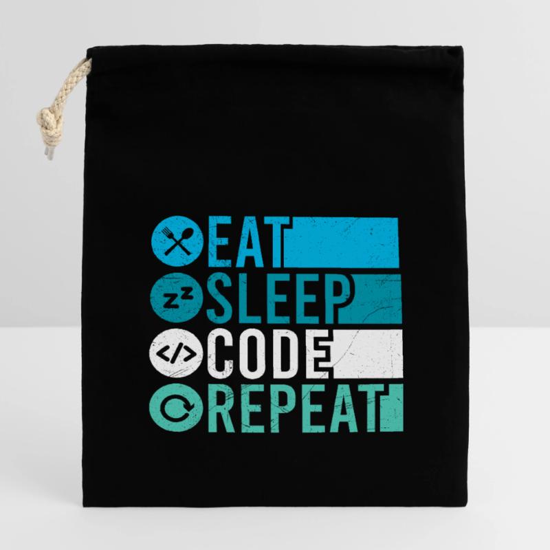 Eat Sleep Code Repeat Programmierer Software Verschließbarer Geschenkbeutel aus Baumwolle (14x20cm)
