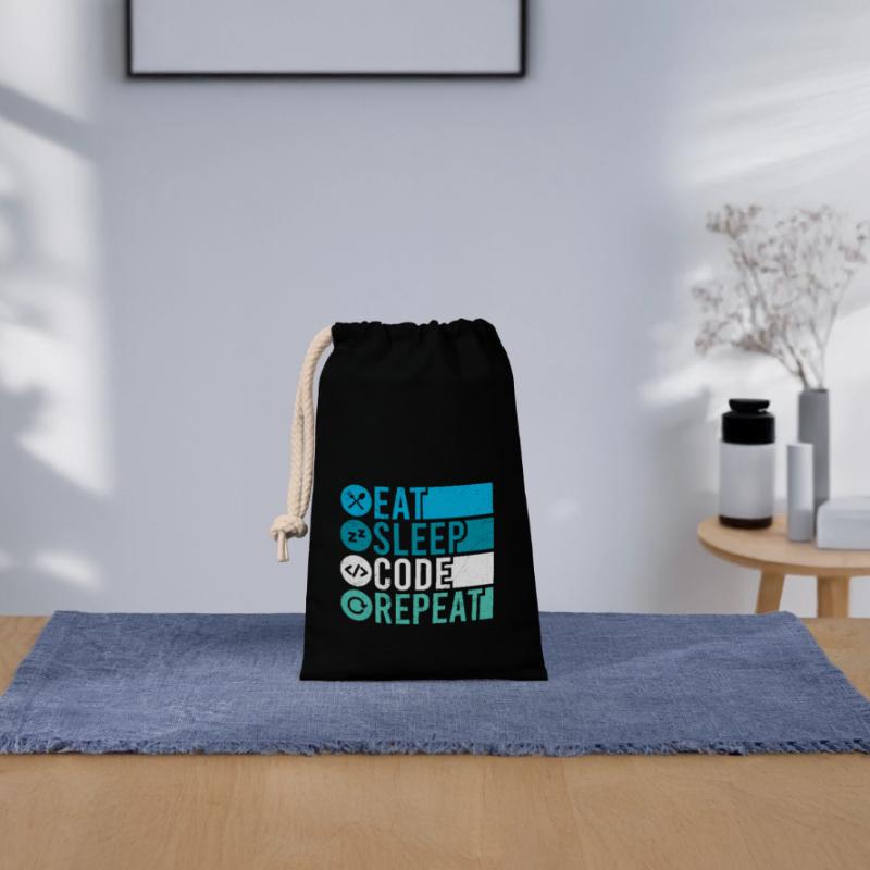Eat Sleep Code Repeat Programmer Software Closable cotton gift bag (14x20cm)