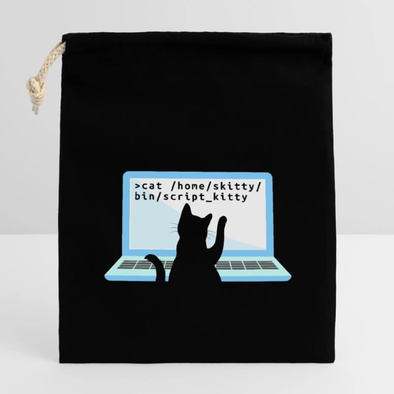 Cat as Programmer Coder Cat Owner Closable cotton gift bag (14x20cm)