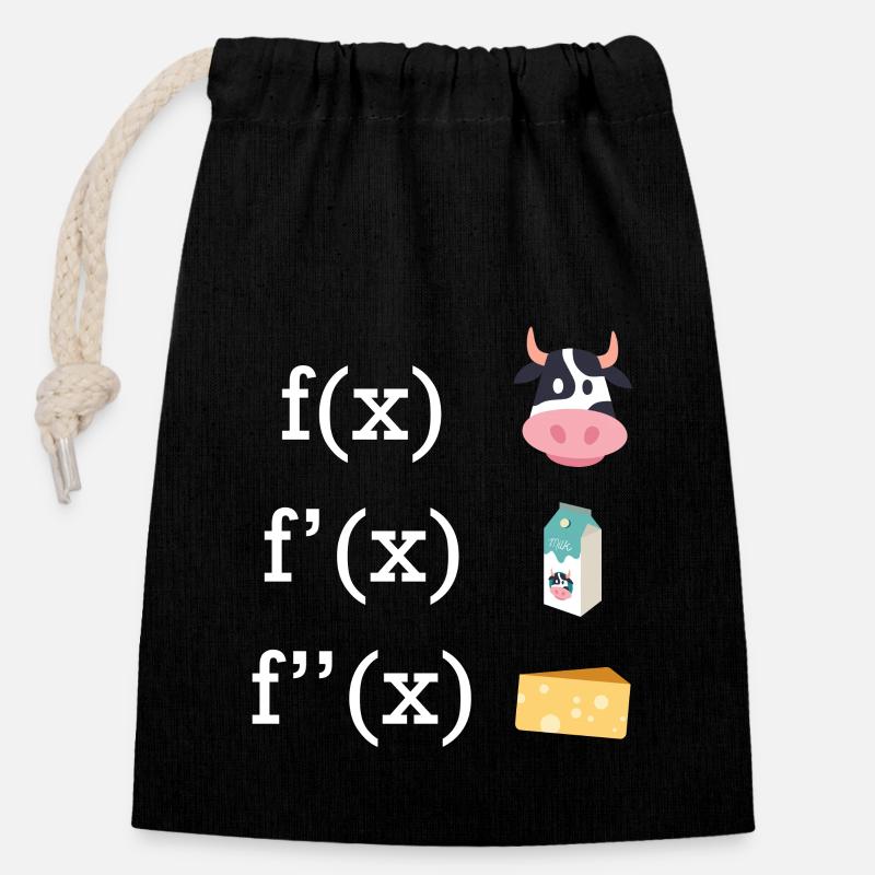 Facture infinitésimale vache fromage lait prof de maths - Sac cadeau en coton avec cordon (14 x 20 cm) - noir