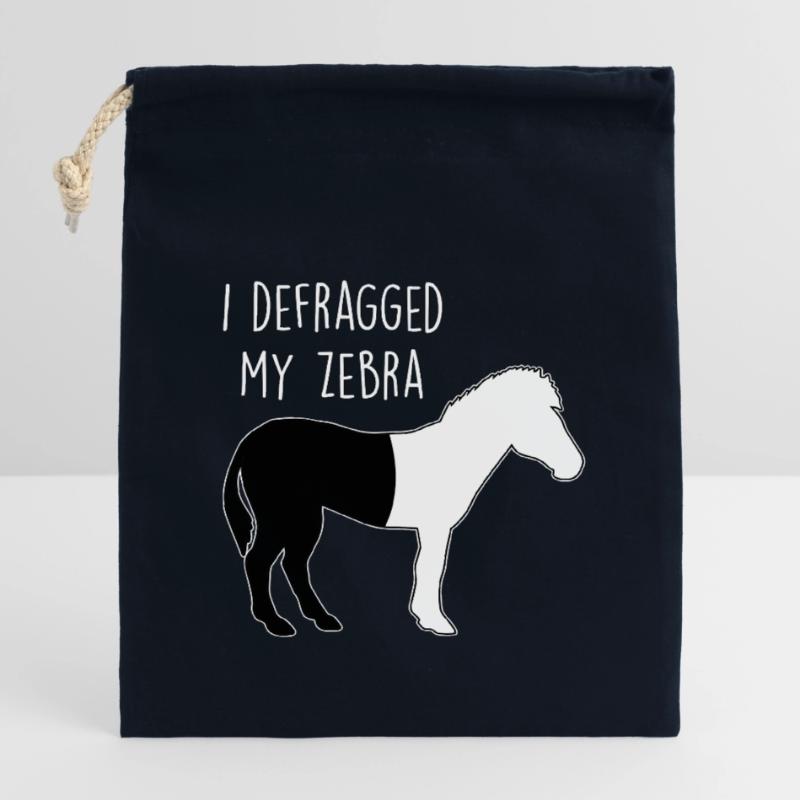 I defragged my Zebra Coder Informaticien Hacker Sac cadeau en coton avec cordon (14 x 20 cm)