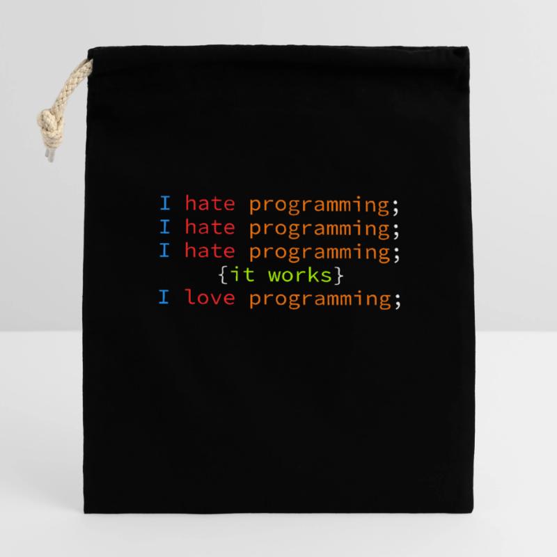 Code de débogage blague déteste programmer coder Sac cadeau en coton avec cordon (14 x 20 cm)