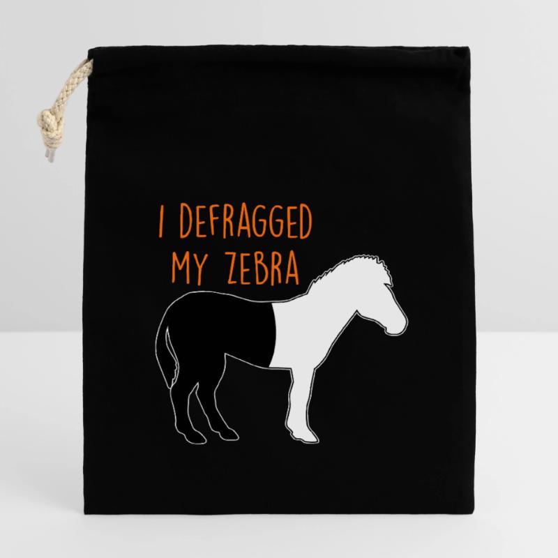 Defragmented Zebra Computer Scientist Joke Coder Closable cotton gift bag (14x20cm)