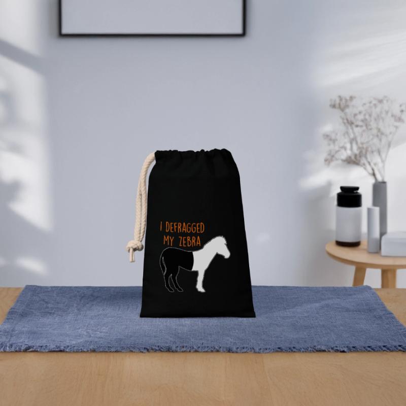 Defragmented Zebra Computer Scientist Joke Coder Closable cotton gift bag (14x20cm)