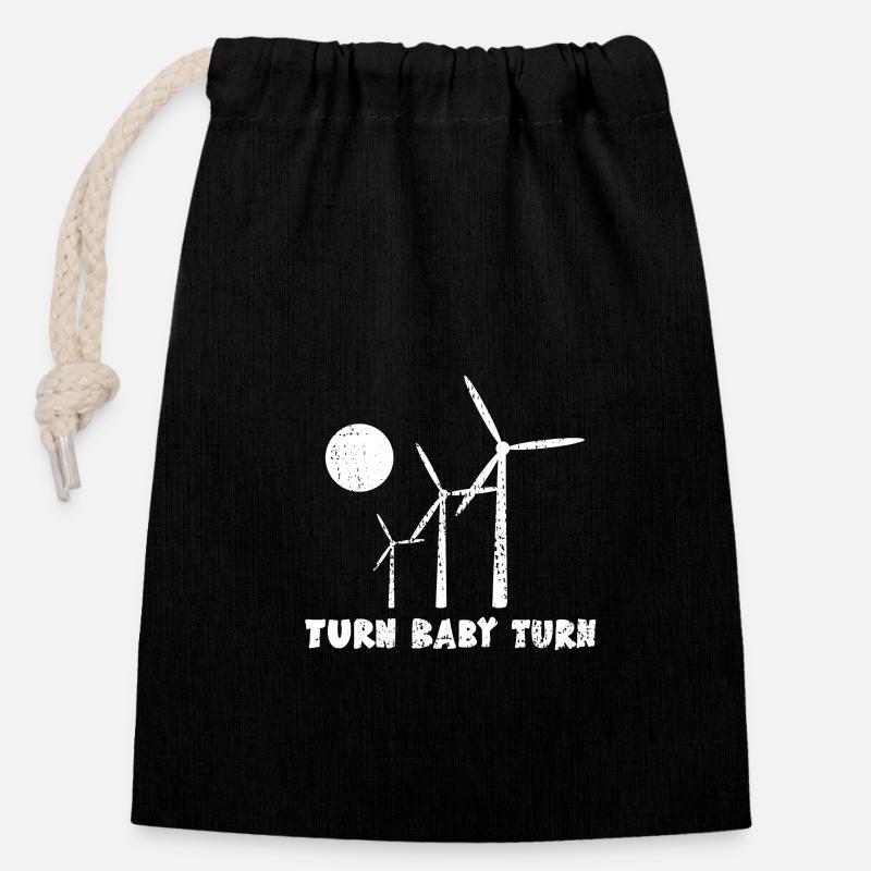 Windkrafträder Windkraft Wind Windräser Strom - Verschließbarer Geschenkbeutel aus Baumwolle (14x20cm) - Schwarz
