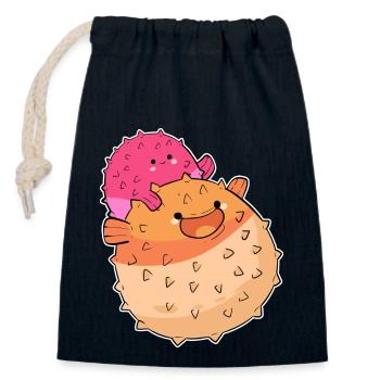 Kugelfisch - Verschließbarer Geschenkbeutel aus Baumwolle (14x20cm) - Navy - Vorne