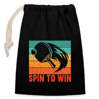 Table Tennis Spin to Win Player Player - Closable cotton gift bag (14x20cm) - black - Front