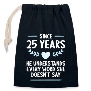 25 years married 25th wedding anniversary - Closable cotton gift bag (14x20cm) - navy - Front