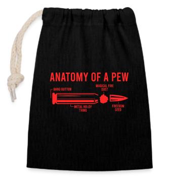 Anatomy of a Pew Weapon Ammunition Hunting Weapon - Closable cotton gift bag (14x20cm) - black - Front