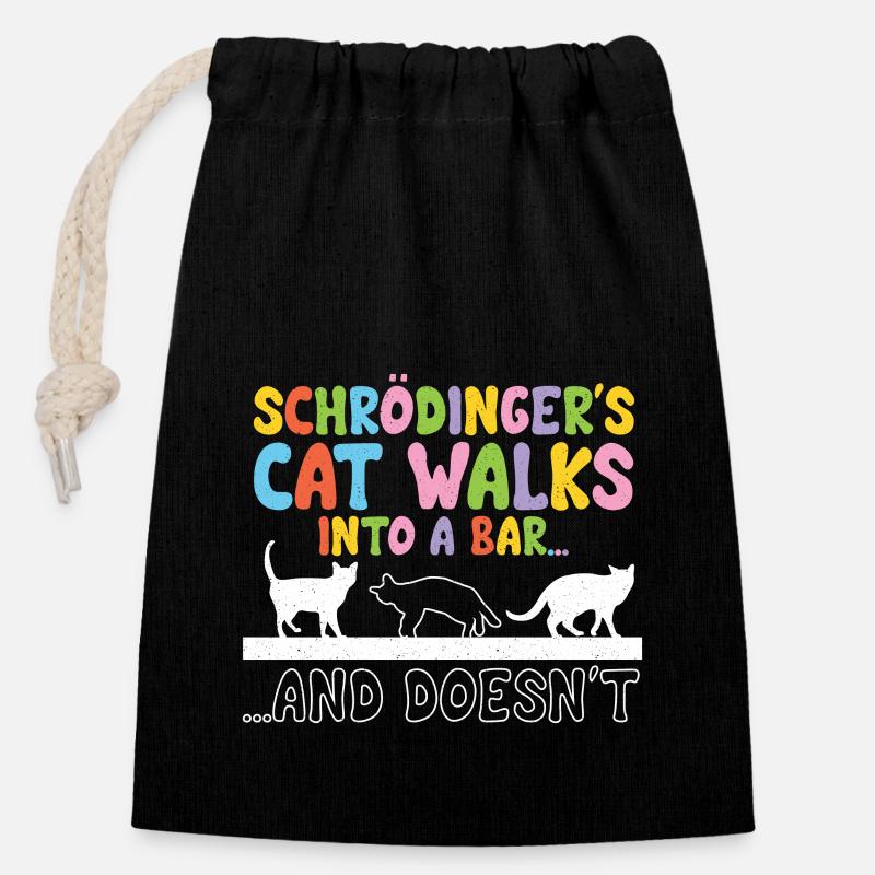Physique quantique Physiciens scientifiques - Sac cadeau en coton avec cordon (14 x 20 cm) - noir