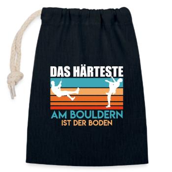 Lustiger Boulder Spruch Härteste ist der Boden - Verschließbarer Geschenkbeutel aus Baumwolle (14x20cm) - Navy - Vorne