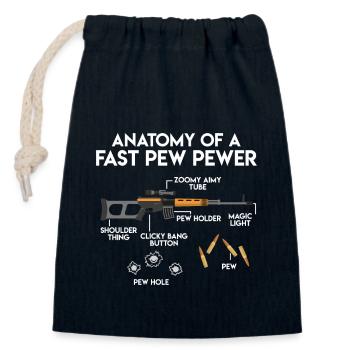 Anatomy of a fast Pew Pewer machine gun - Closable cotton gift bag (14x20cm) - navy - Front