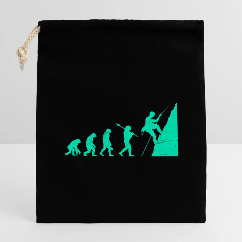 Climbing Evolution Monkey Boulderer Climber Climber Closable cotton gift bag (14x20cm)