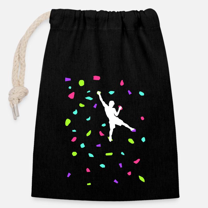 Poignées d’escalade Escalade Bouldern Boulderhalle - Sac cadeau en coton avec cordon (14 x 20 cm) - noir