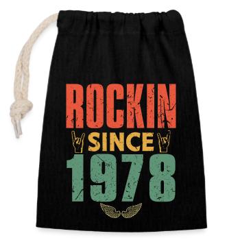 Geburtstag 1978 Spruch Rock - Verschließbarer Geschenkbeutel aus Baumwolle (14x20cm) - Schwarz - Vorne