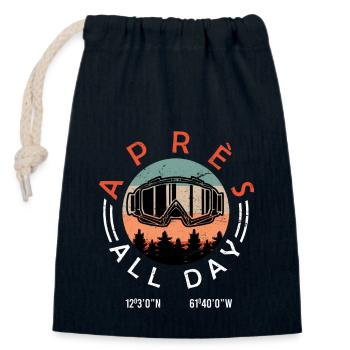 Après-Ski all Day - Sac cadeau en coton avec cordon (14 x 20 cm) - bleu marine - Devant