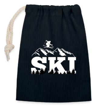 Wintersport Skifahrer Skiurlaub Apres Ski - Verschließbarer Geschenkbeutel aus Baumwolle (14x20cm) - Navy - Vorne