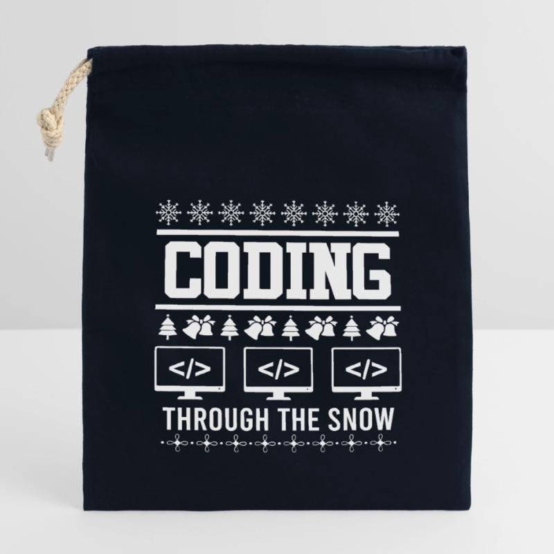 Coder Ugly Christmas Christmas Coding through Closable cotton gift bag (14x20cm)